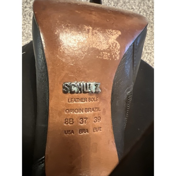 Schutz Black Quality Leather Solid High Heels Women Sz 8 US 39 EU Shoes Side Zip - Picture 8 of 8